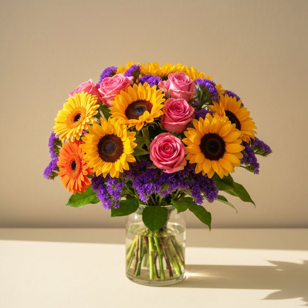 Birthday Bouquet — Cheerful sunflowers and gerbera for bright days.