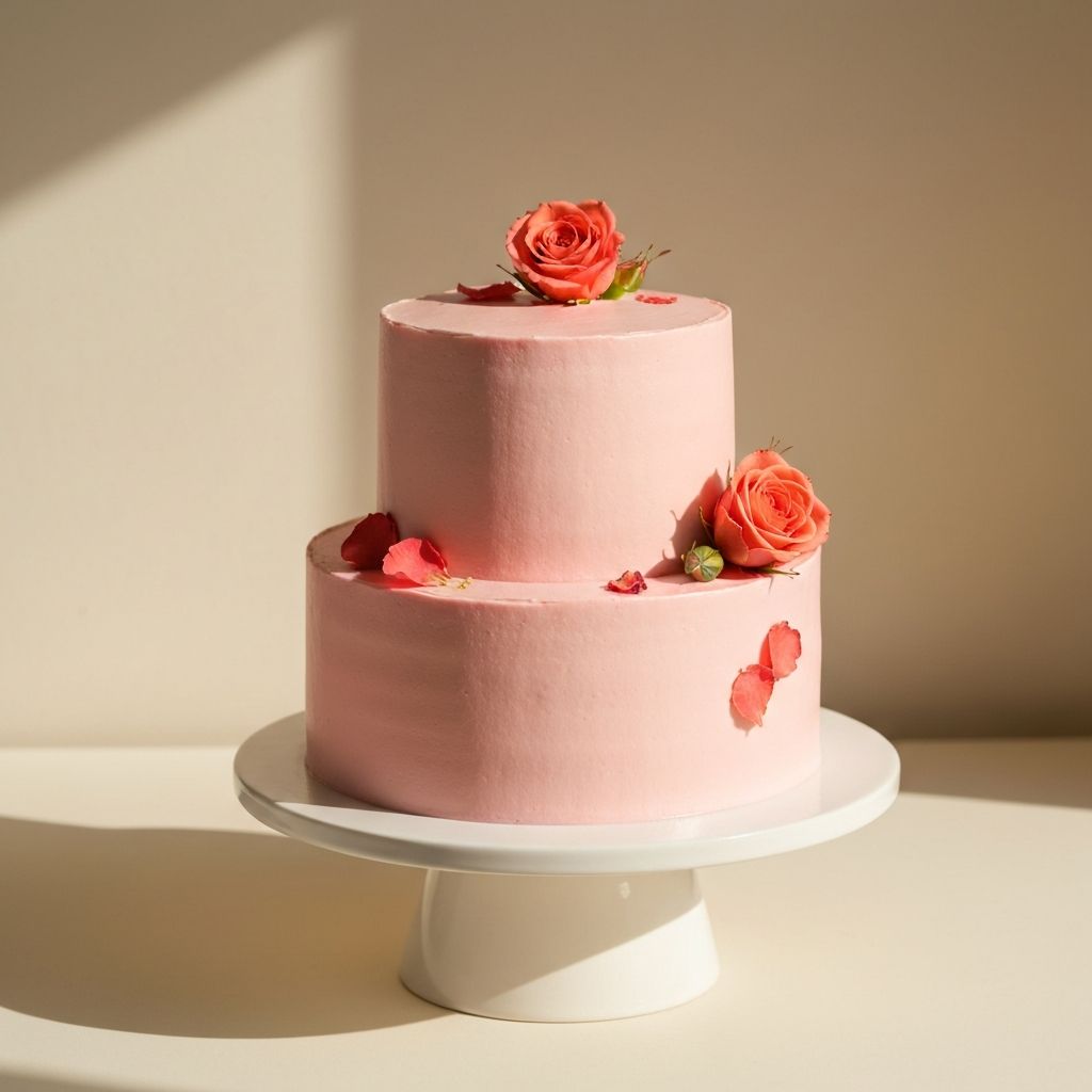 Birthday Celebration Cake — Two-tier cake with edible flowers, ready to celebrate.