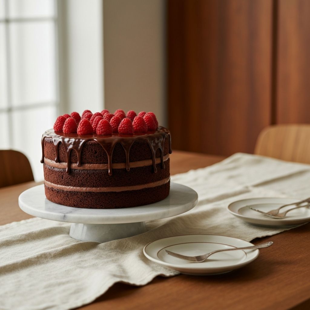 Chocolate Ganache Cake — Dark chocolate layers with raspberry ganache. (3/3)